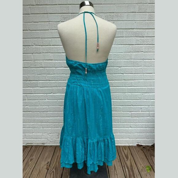 Route 66 Y2K Teal Beach Halter Dress - Picture 2 of 4